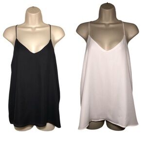 Bundle of two White/Black Viscose Racer Back Tank Tops size M Style Rack